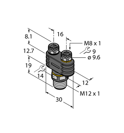 Trójnik 2-drogowy YB2-FSM4.4-2PKG3M - Turck