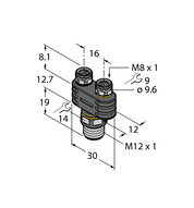 Trójnik 2-drogowy YB2-FSM4.4-2PKG3M - Turck