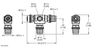 Trójnik 2-drogowy VT2-FKM4.4-FSM4.4-FSM4.4 - Turck