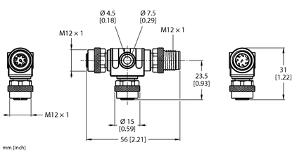 Trójnik 2-drogowy VT2-FKM8-FKM8-FSM8 - Turck
