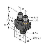 Trójnik 2-drogowy VB2-FKM5-2FSM4.4 - Turck