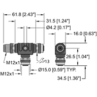 Trójnik 2-drogowy VTS2-FKM5-FKM5-FSM5 - Turck