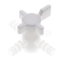 Zawory laboratoryjne tworzywowe 3-drogowe (forma T), wykonanie z PVDF, PN 1 - Air-Com