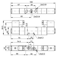 Elektrozawór 5/3, G1/4, w poł. środkowym odcięty, 230 VAC - PNEUER