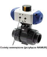 Zawory kulowe PVC z napędem pneumatycznym, z gwintem wewnętrznym/złączką klejoną, PN16 - KOLY Deutschland