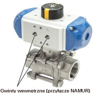 Zawór kulowy 3-częściowy z napędem pneumatycznym, dwustronnego działania, G3/4, stal nierdzewna (KH34PES) - Koly Deutschland