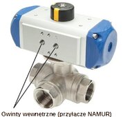 Zawór kulowy 3-drogowy z napędem pneumatycznym (T4), dwustronnego działania, G3/8, mosiądz (KH3/38T4P) - Koly Deutschland