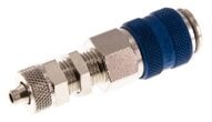 Szybkozłączka grodziowa NW5, do przewodu 8x6, mosiądz niklowany, tuleja niebieska