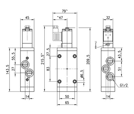 Elektrozawór 5/2 G1/2, monostabilny, seria 4 - Camozzi