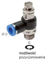 Zawory dławiąco-zwrotne wtykowe kątowe G 1/8" - G 1/2" (oring) - Sang-A
