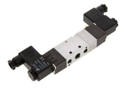 Elektrozawór 5/3 G1/4 (odpowietrzenie G1/8), w poł. środkowym odcięty, 24 V DC