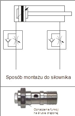 Zawór dławiąco-zwrotny, dławienie na wylocie G 1/4 - 6 x 4, złączka skręcana, mosiądz niklowany