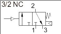 Zawór pneumatyczny 3/2 (NC) G1/4", powrót powietrzem i sprężyną