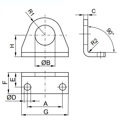 Łapa montażowa ISO6432 D12/16 - Air-Com