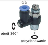 Zawór dławiąco-zwrotny wtykowy równoległy R 3/8-8