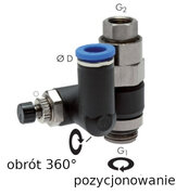 Zawór dławiąco-zwrotny wtykowy sterowany G 1/8-6
