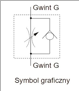 Zawór dławiąco-zwrotny przewodowy G3/8, gwint wewnętrzny