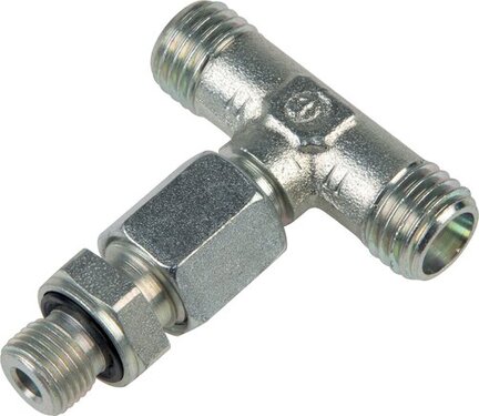 Trójnik hydrauliczny T, nastawny, gwint G 1/2"-14 S (M22x1,5), stal ocynkowana