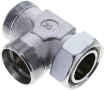 Trójnik hydrauliczny L, nastawny, gwintowany 42 L (M52x2), uszczelnienie stożkowe, stal ocynkowana