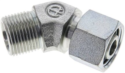 Kolanko hydrauliczne 45 st., nastawne, gwintowane 12 S (M20x1,5), uszczelnienie stożkowe, stal ocynkowana