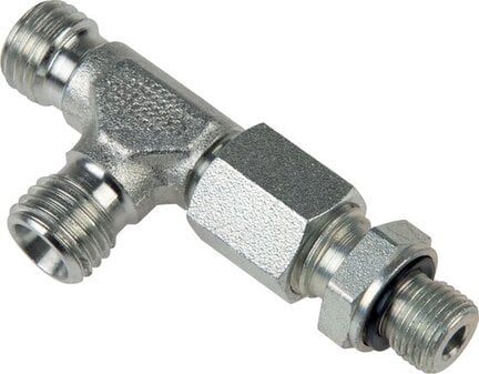 Trójnik hydrauliczny L, nastawny, gwint G 1"-28 L (M36x2), stal ocynkowana