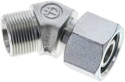 Kolanko hydrauliczne 45 st., nastawne, gwintowane 16 S (M24x1,5), uszczelnienie stożkowe, stal ocynkowana