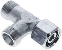 Trójnik hydrauliczny L, nastawny, gwintowany 12 S (M20x1,5), uszczelnienie stożkowe, stal ocynkowana