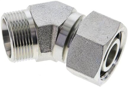 Kolanko hydrauliczne 45 st., nastawne, gwintowane 18 L (M26x1,5), uszczelnienie stożkowe, stal ocynkowana