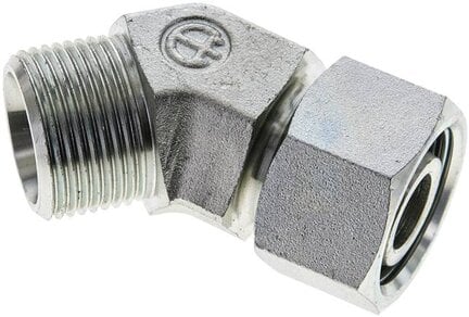 Kolanko hydrauliczne 45 st., nastawne, gwintowane 20 S (M30x2), uszczelnienie stożkowe, stal ocynkowana