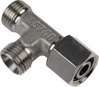 Trójnik hydrauliczny L, nastawny, gwintowany 14 S (M22x1,5), uszczelnienie stożkowe, stal nierdzewna