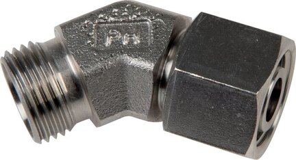 Kolanko hydrauliczne 45 st., nastawne, gwintowane 25 S (M36x2), uszczelnienie stożkowe, stal nierdzewna