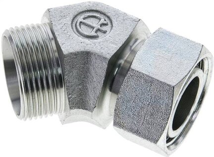 Kolanko hydrauliczne 45 st., nastawne, gwintowane 28 L (M36x2), uszczelnienie stożkowe, stal ocynkowana