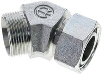 Kolanko hydrauliczne 45 st., nastawne, gwintowane 28 L (M36x2), uszczelnienie stożkowe, stal ocynkowana