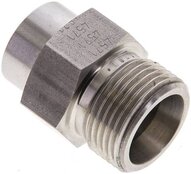 Złączka hydrauliczna prosta, do wspawania, gwintowana 14 S (M22x1,5), stal nierdzewna