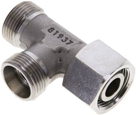 Trójnik hydrauliczny L, nastawny, gwintowany 15 L (M22x1,5), uszczelnienie stożkowe, stal nierdzewna