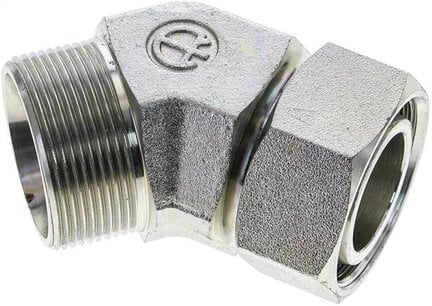 Kolanko hydrauliczne 45 st., nastawne, gwintowane 35 L (M45x2), uszczelnienie stożkowe, stal ocynkowana