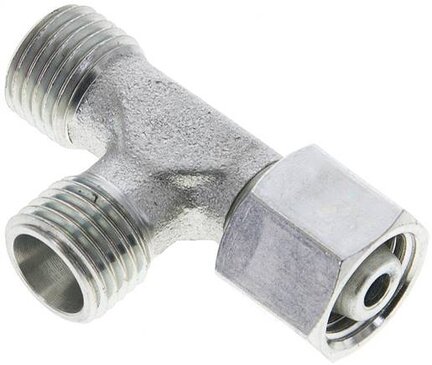 Trójnik hydrauliczny L, nastawny, gwintowany 8 L (M14x1,5), uszczelnienie stożkowe, stal ocynkowana