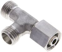 Trójnik hydrauliczny L, nastawny, gwintowany 8 L (M14x1,5), uszczelnienie stożkowe, stal nierdzewna