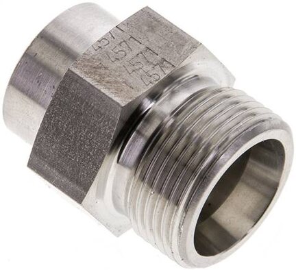 Złączka hydrauliczna prosta, do wspawania, gwintowana 16 S (M24x1,5), stal nierdzewna