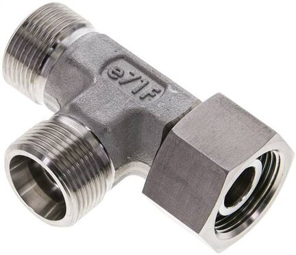 Trójnik hydrauliczny L, nastawny, gwintowany 16 S (M24x1,5), uszczelnienie stożkowe, stal nierdzewna