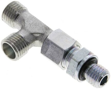 Trójnik hydrauliczny L, nastawny, gwint M 12x1,5-8 L (M14x1,5), stal ocynkowana
