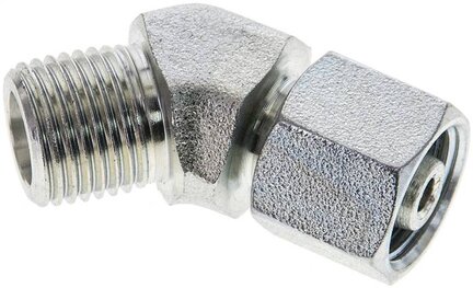 Kolanko hydrauliczne 45 st., nastawne, gwintowane 8 S (M16x1,5), uszczelnienie stożkowe, stal ocynkowana