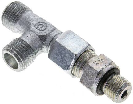 Trójnik hydrauliczny L, nastawny, gwint G 1/4"-8 S (M16x1,5), stal ocynkowana