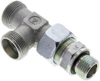 Trójnik hydrauliczny L, nastawny, gwint G 1/2"-18 L (M26x1,5), stal ocynkowana