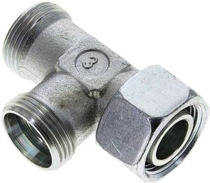 Trójnik hydrauliczny L, nastawny, gwintowany 22 L (M30x2), uszczelnienie stożkowe, stal ocynkowana