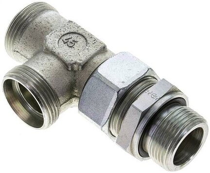 Trójnik hydrauliczny L, nastawny, gwint M 33x2-28 L (M36x2), stal ocynkowana