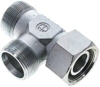 Trójnik hydrauliczny L, nastawny, gwintowany 30 S (M42x2), uszczelnienie stożkowe, stal ocynkowana