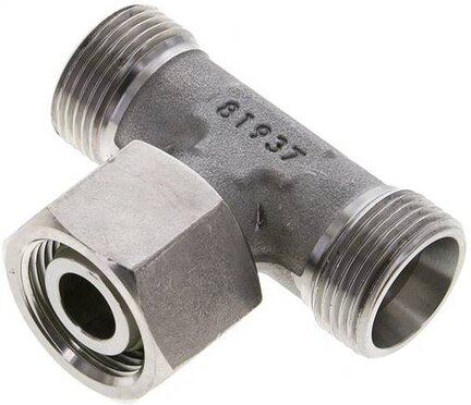 Trójnik hydrauliczny T, gwintowany 15 L (M22x1,5), stal nierdzewna