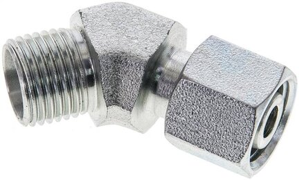 Kolanko hydrauliczne 45 st., nastawne, gwintowane 10 L (M16x1,5), uszczelnienie stożkowe, stal ocynkowana