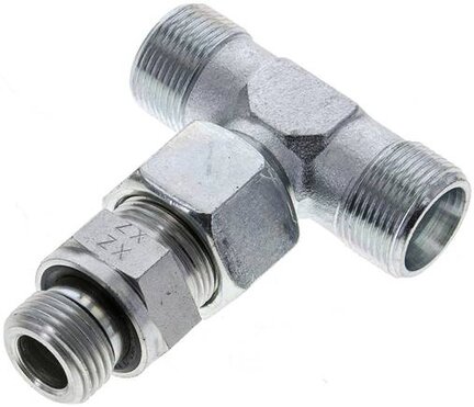 Trójnik hydrauliczny T, nastawny, gwint G 1/2"-16 S (M24x1,5), stal ocynkowana